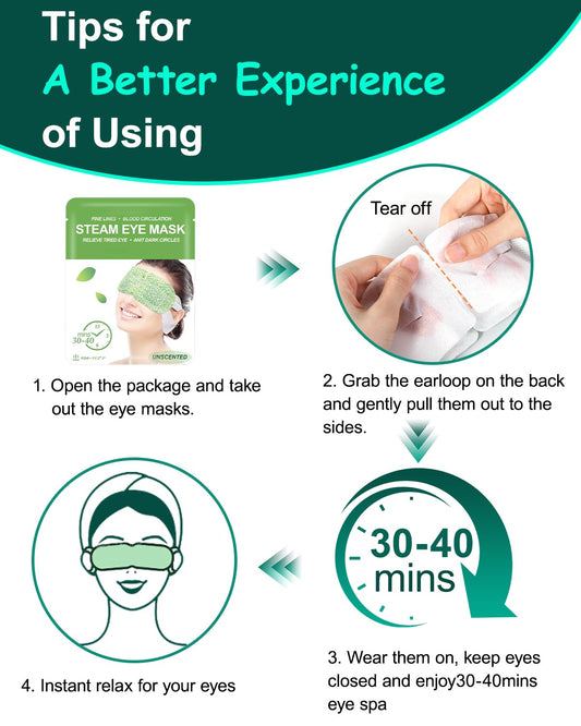 16 Packs Steam Eye Masks for Dry Eyes, Self Heating Warm Compress for Eyes Fatigue & Puffiness Relief, Disposable Heated Eye Mask Travel Essentials, Spa Relaxation Set for Women Christmas, Unscented