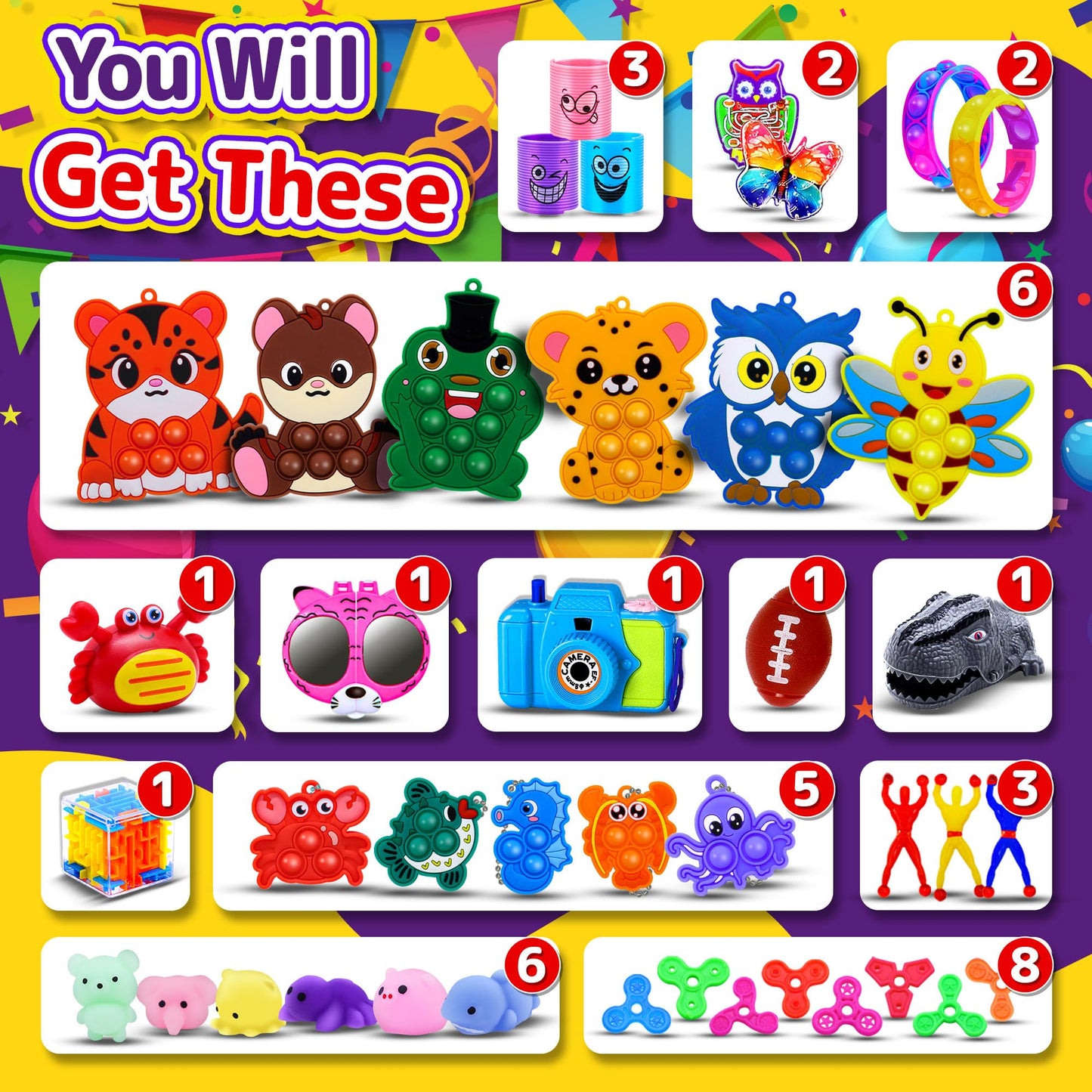 1000 PCS Party Favors for Kids, Bulk Fidget Toys,Goodie Bags Stuffers, Treasure Box Toy for Classroom Prizes, Birthday Gifts, Stocking Pinata Filler Stuffers